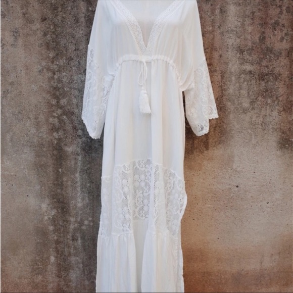 #150 NEW! Zilara Bohemian Cotton Lace Maxi Dress - Picture 5 of 7